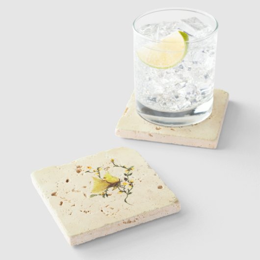 Stenen onderzetter travertijn (Zijkant)