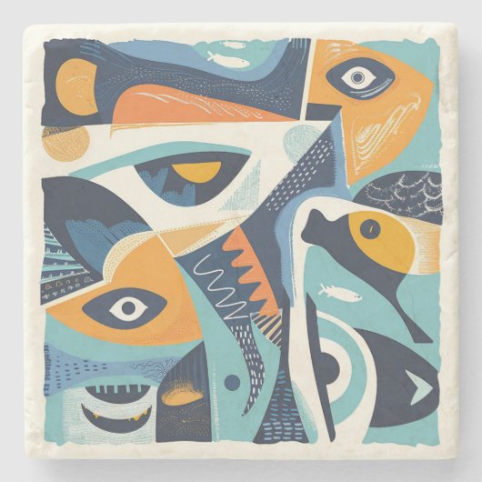 Stenen Onderzetter Zee Thema (Voorkant)