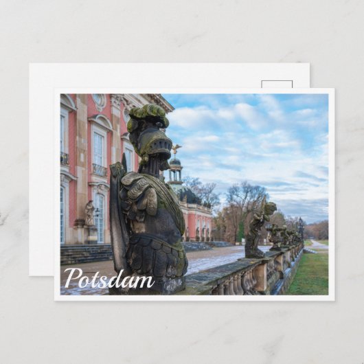 Stenen ridderbeelden bij paleis in Potsdam Briefkaart (Voorkant / Achterkant)