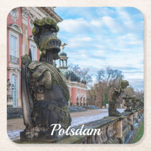 Stenen ridderbeelden bij paleis in Potsdam Kartonnen Onderzetters