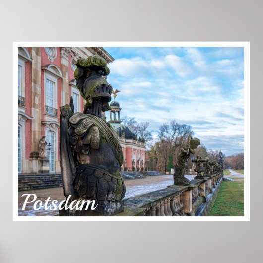 Stenen ridderbeelden bij paleis in Potsdam Poster (Voorkant)