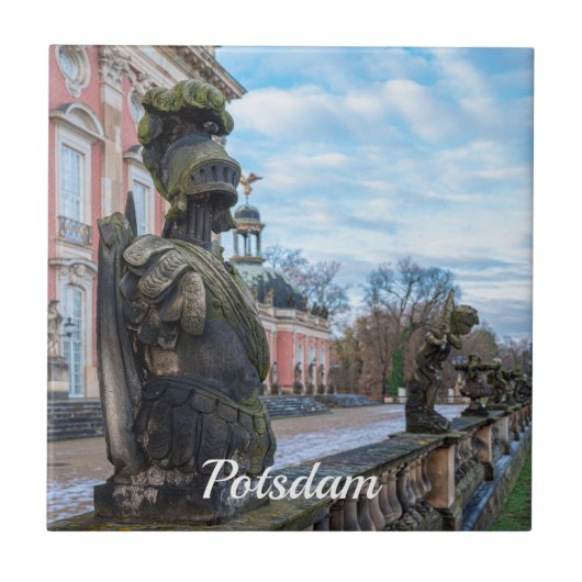 Stenen ridderbeelden bij paleis in Potsdam Tegeltje (Voorkant)