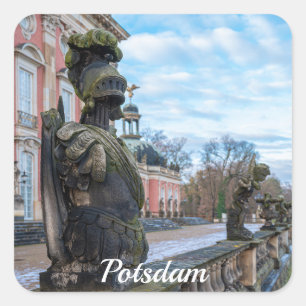 Stenen ridderbeelden bij paleis in Potsdam Vierkante Sticker