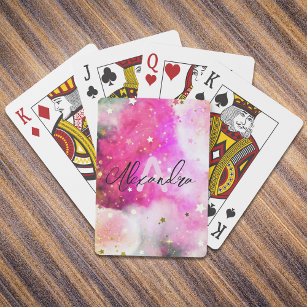  stenen roze wolken en Fancy grafisch script Pokerkaarten
