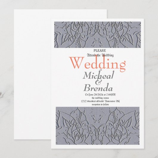 Stenen Rozen Motief Huwelijksuitnodiging Kaart (Voorkant / Achterkant)