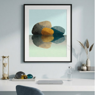 Stenen Spiegelende Wandkunst voor Woonkamer Decora Poster