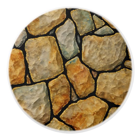 Stenen textuur Goud Rustiek Abstract Rustiek Huis Keramische Knop (Voorkant)