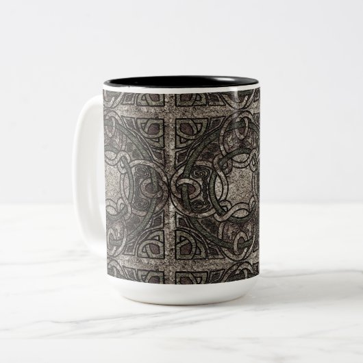 Stenen textuur Keltische Knoop Koffie Mok (Voorkant links)