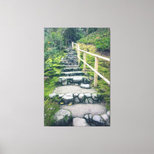 Stenen trappen in het park canvas afdruk