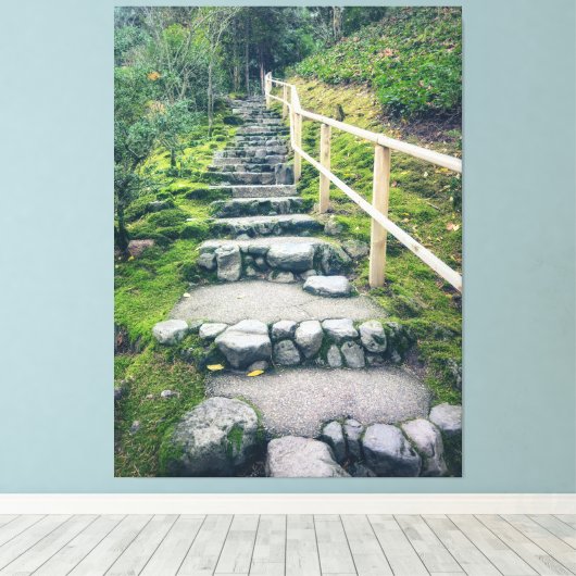 Stenen trappen in het park canvas afdruk (Insitu (Houten vloer))