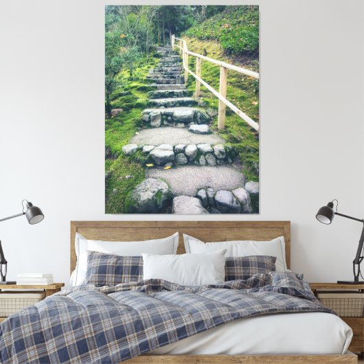 Stenen trappen in het park canvas afdruk (Insitu (Slaapkamer))