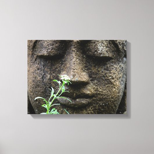 Stenen tuinsculptuur met bloem canvas afdruk (Voorkant)