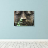 Stenen tuinsculptuur met bloem canvas afdruk (Insitu (Houten vloer))