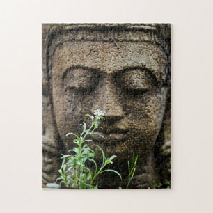 Stenen tuinstad met bloem legpuzzel
