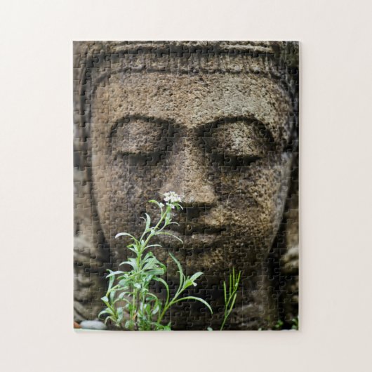 Stenen tuinstad met bloem legpuzzel (Verticaal)