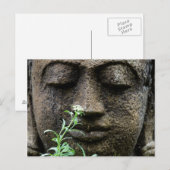 Stenen tuinstituur met bloem briefkaart (Voorkant / Achterkant)