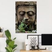 Stenen tuinstoet met bloem poster (Thuiskantoor)