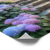 Stenen tuintrap met Hydrangea's Romantisch Poster (Hoek)