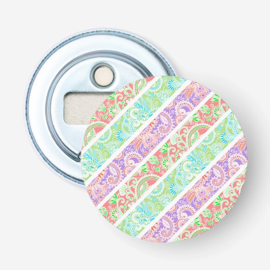 Stenen van kleurrijke pastelbloemen button flesopener (Voorkant)