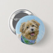 Stenen van traditionele terrierschildering - Oorsp Ronde Button 5,7 Cm (Voorkant /achterkant)