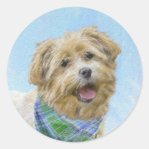 Stenen van traditionele terrierschildering - Oorsp Ronde Sticker