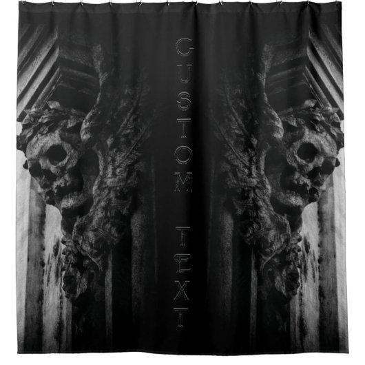 Stenen vleugels schedel douchegordijn (Voorkant)