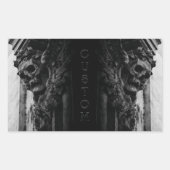 Stenen vleugels schedel rechthoekige sticker (Voorkant)