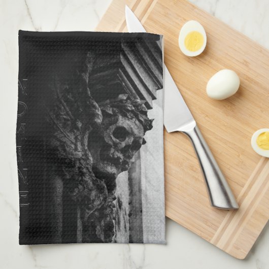 Stenen vleugels schedel theedoek (Quarter Fold)