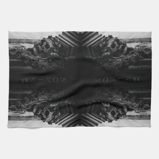 Stenen vleugels schedel theedoek (Horizontaal)