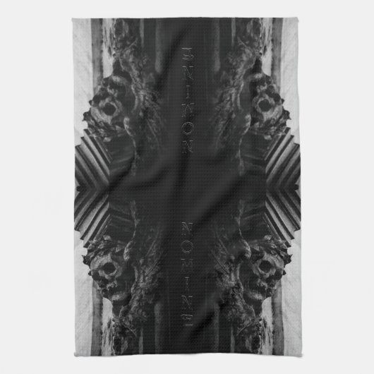 Stenen vleugels schedel theedoek (Verticaal)