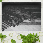 Stenen vleugels schedel theedoek (Gevouwen)