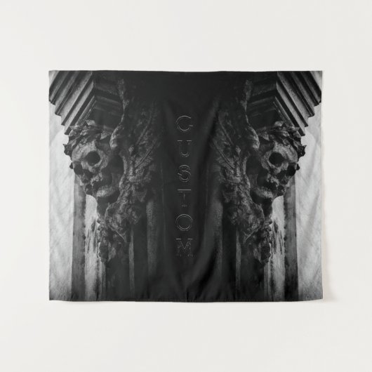 Stenen vleugels schedel wandkleed (Voorkant (horizontaal))