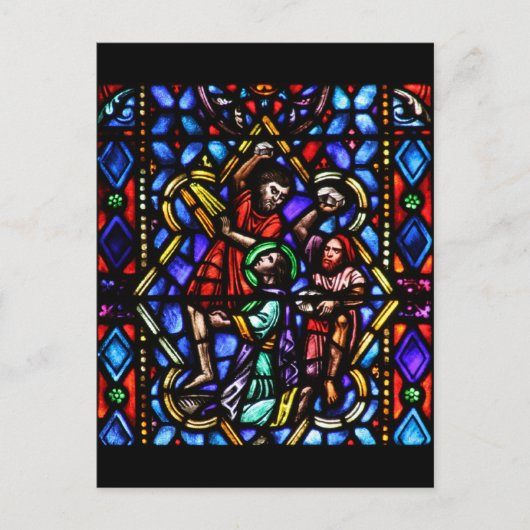 Steniging van de Glas in lood Saint Stephens Briefkaart (Voorkant)