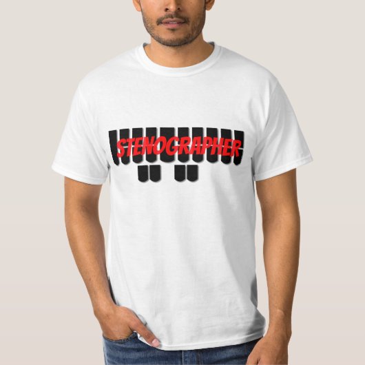 Steno-toetsen voor rode en zwarte stembanden t-shirt (Voorkant)