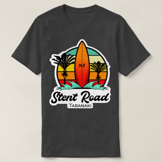 Stent Road Surf ontwerp Taranaki T-shirt (Design voorkant)