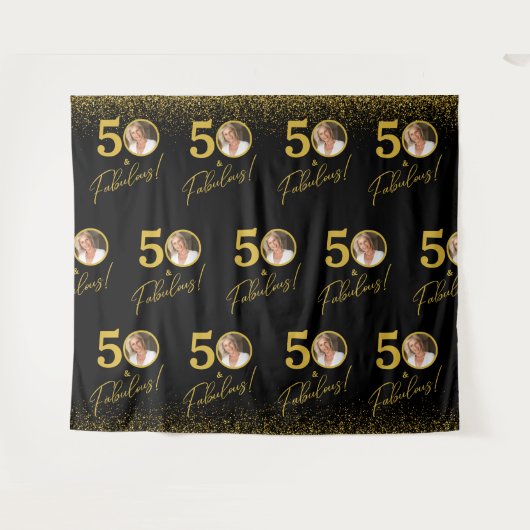 Step and Repeat Fabulous Birthday Photo Backdrop  Wandkleed (Voorkant (horizontaal))