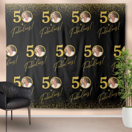 Step and Repeat Fabulous Birthday Photo Backdrop  Wandkleed