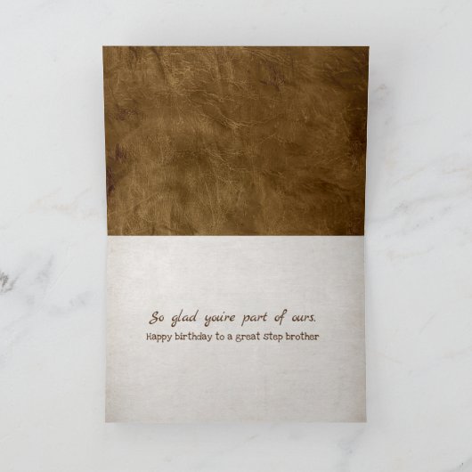 Step Brother Birthday Brown Leather Kaart (Binnen)