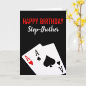 Step-Brother Poker Birthday Card Kaart (Gele Bloem)