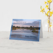 Step Dad, Lake bij zonsopgang Verjaardagskaart Kaart (Gele Bloem)