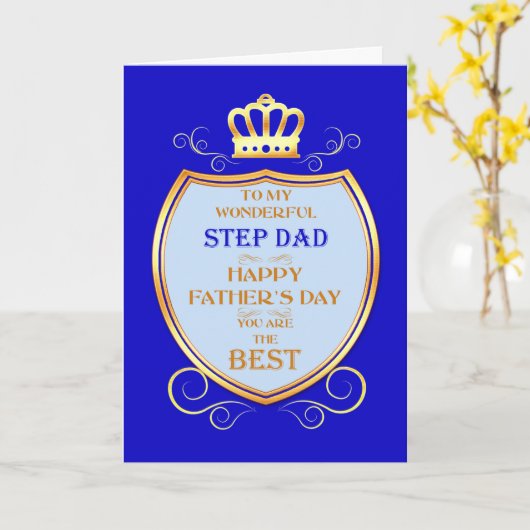 Step Dad Vaderdag met Shield Kaart (Gele Bloem)