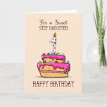 Step Daughter 1st Birthday, 1 on Sweet Pink Cake Kaart<br><div class="desc">You are so lucky to have a sweet baby step daughter. Now that she is turning a year old you must send her this sweet cake card to serve as keepsake of her first ever birthday celebration.</div>