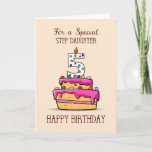 Step Daughter 5th Birthday, 5 on Sweet Pink Cake Kaart<br><div class="desc">A big number 5 candle is sitting atop a beautiful pink cake that is covered with colorful sweet candies is on the front of this card. Send this cute card now to your step daughter celebrating her 5th birthday. Make her know she is special to you.</div>