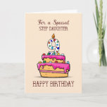 Step Daughter 9th Birthday, 9 on Sweet Pink Cake Kaart<br><div class="desc">Your beloved step daughter is now a tween as turns nine years old. To celebrate with her on this very special main you could send her this pink cake card to send sweet and special happy 9th birthday greetings.</div>