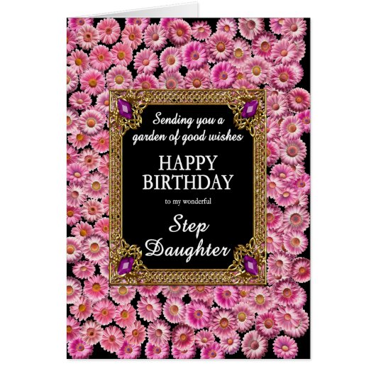 Step Daughter Verjaardag Roze Daisies (Voorkant)