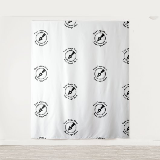 Step en Repeat Notaris Bedrijfslogo Evenement Wit  Wandkleed (Voorkant)