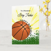 Step Father Basketball Birthday-kaart Kaart (Gele Bloem)