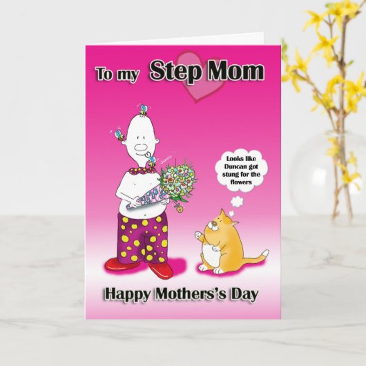 Step Mom Moederdag kaart (Gele Bloem)