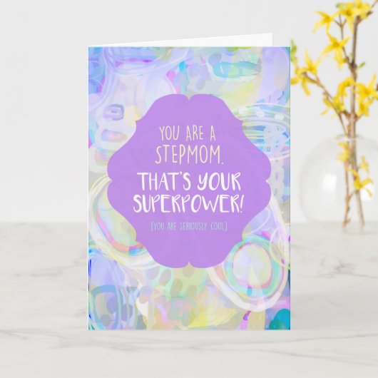Step Mom Superpower Moederdag Kaart (Gele Bloem)