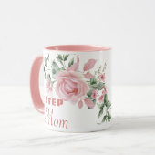Step Mom Year Established Custom Pink Roses  Mok (Voorkant links)